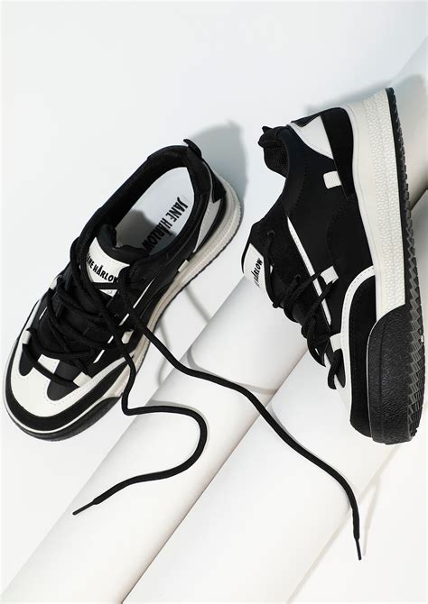 Buy ROCK THE WORLD CASUALLY WITH BLACK-WHITE LACE-UP SPORTY SNEAKERS ...