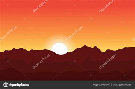 At sunset desert landscape silhouette Stock Vector Image by ©kongvector #141075368