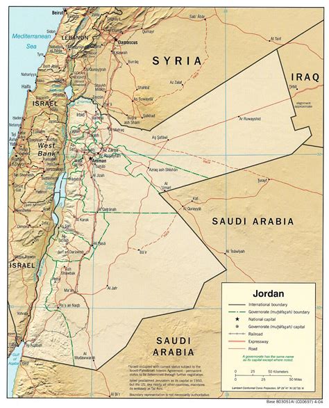 Detailed administrative and political map of Jordan. Jordan detailed administrative and ...