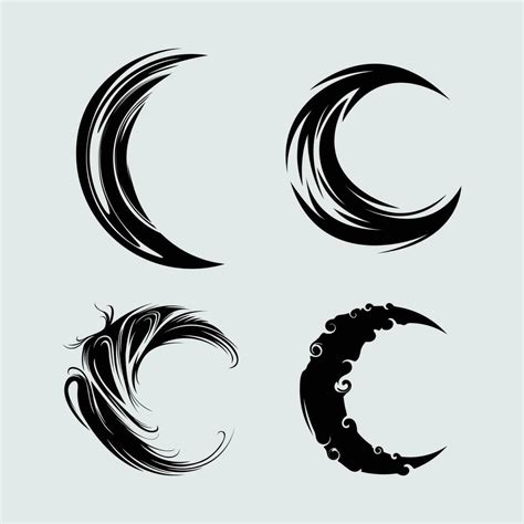 Crescent moon tribal illustration vector clip art black element stencil ...