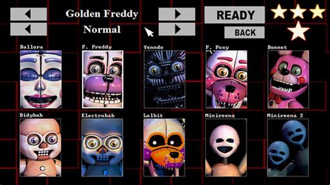 FNAF Sister Location's Custom Night (Part 1) Diagram | Quizlet