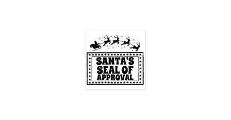 Santa's seal of approval sleigh reindeer frame rubber stamp | Zazzle