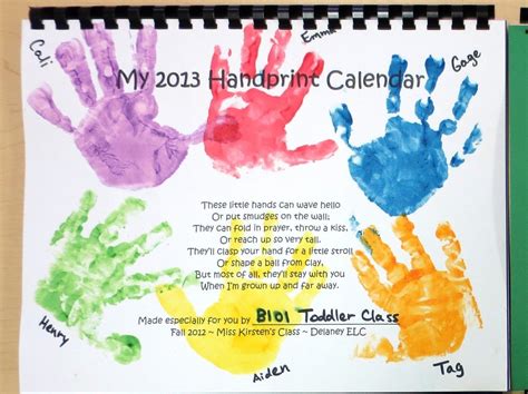 Handprint Calendar Ideas - Printable Word Searches