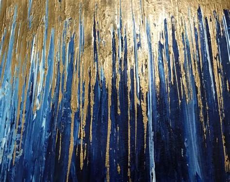 Gold Navy blue art Gold Leaf art Original Abstract art Navy Gold Abstract Textured art Modern ...