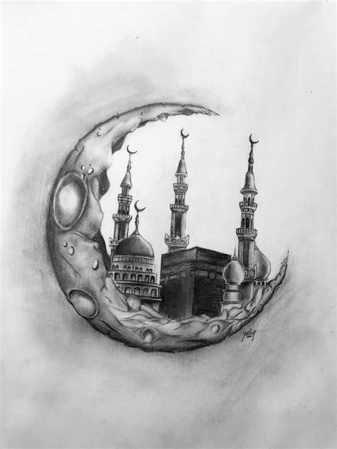 Mecca and Madina pencil drawing, Islamic art, realistic drawing Drawing | Nature art drawings ...