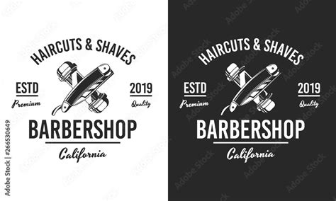 Barbershop logo. Black and White. Barber shop logo with razor and pole ...