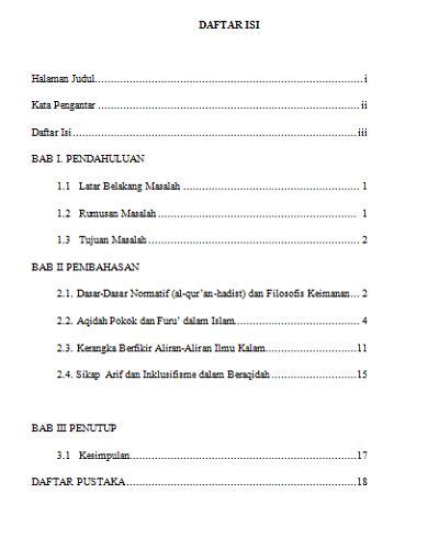 Contoh Daftar Isi Makalah Yang Baik Dan Benar Beserta Contohnya - Riset