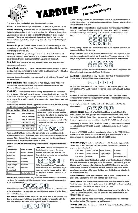 Instant Download Yardzee Score sheets - Yahtzee Score Sheet Plus Rules Sheet - How Nice is that ...