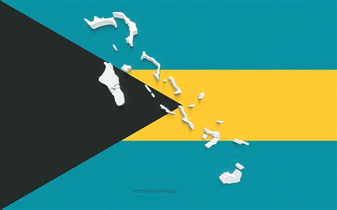 Bahamas map silhouette, Flag of Bahamas, silhouette on the flag, Bahamas, 3d Bahamas map ...