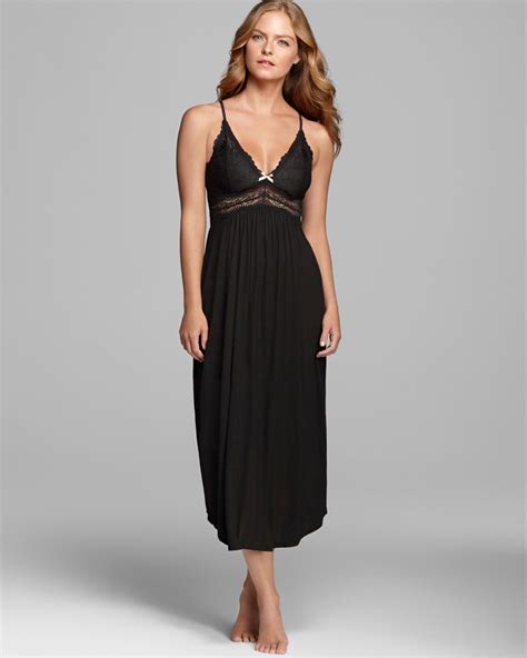 Eberjey Collette Long Nightgown in Black | Lyst