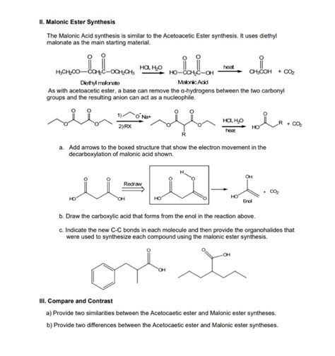 Solved II. Malonic Ester Synthesis The Malonic Acid | Chegg.com