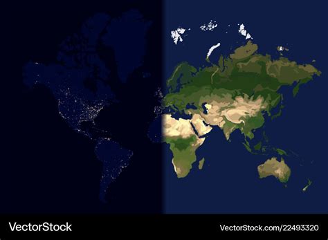 Earth Map Showing Day And Night - Emelia Morganica