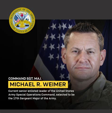 Command Sgt. Maj. Michael Weimer selected as 17th Sergeant Major of the ...