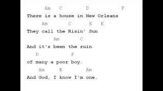 Animals House of the Rising Sun Chords Chord Chart - ChordU