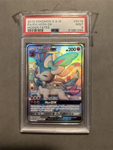 2019 Pokemon S & M Hidden Fates Shiny Vault Full Art Sylveon GX SV76 PSA 9 MINT Values - MAVIN