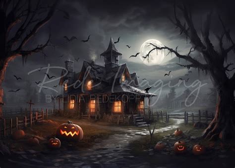 Kate Halloween Haunted House Backdrop Designed by Lidia Redekopp