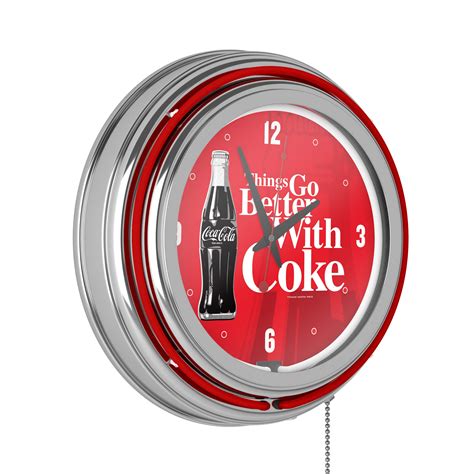 Buy Coke Chrome Double Rung Neon Clock - Coca-Cola Things Go Better with Coke Bottle Art Online ...