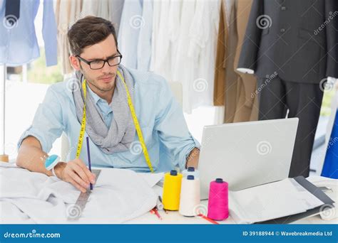 Male Fashion Designer Working on His Designs Stock Photo - Image of ...