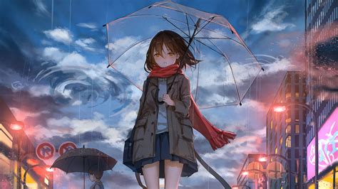 3840x2160 Anime Girl Walking In Rain With Umbrella 4k 4K ,HD 4k ...