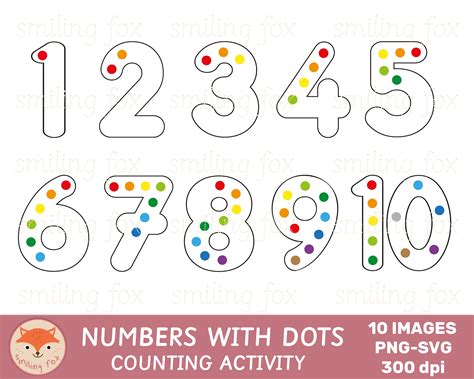 Numbers With Counting Dots Clip Art, Numerals Clipart, Math Graphics ...