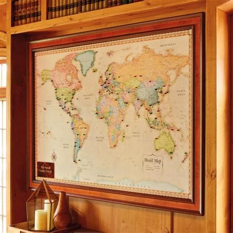 World Magnetic Travel Map with Burlwood Frame | Travel maps, Framed map, Framed maps