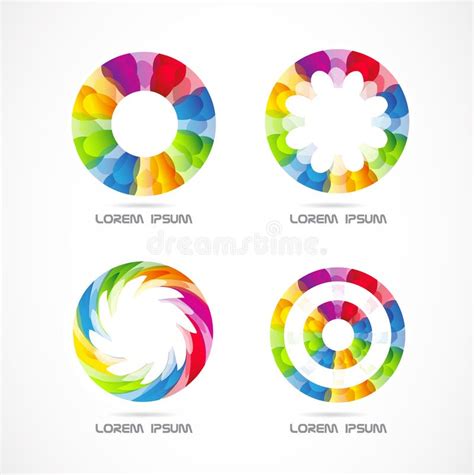 Colored circle logo set stock vector. Image of illustration - 55782658