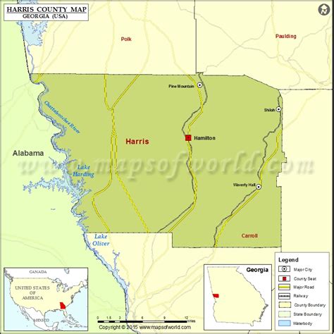 Harris County Map, Map of Harris County Georgia