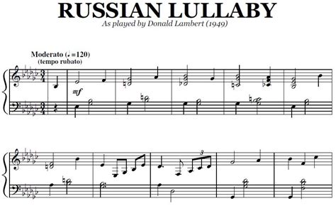 Russian Lullaby (PDF), by Donald Lambert