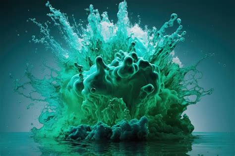 Premium Photo | Green screen water blast explosion