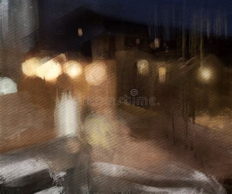 Night City. Modern Painting Stock Photo - Image of blur, landscape ...