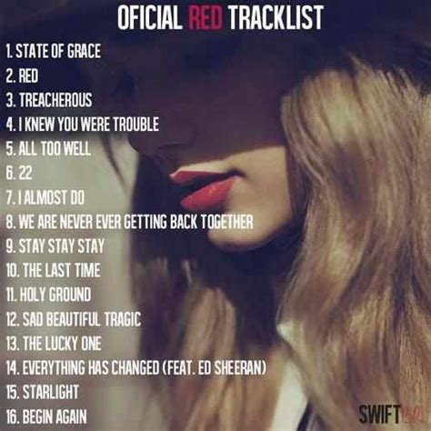 Taylor Swift Photo: Official Track List for Red. | Taylor swift red ...