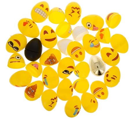 BestPysanky Set of 24 Emoji Eggs + 1 Gold, 1 Black, 1 White & 1 Yellow Plastic Easter Eggs ...