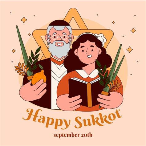 Free Vector | Flat illustration of people celebrating sukkot