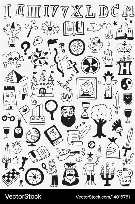 History doodles set Royalty Free Vector Image - VectorStock