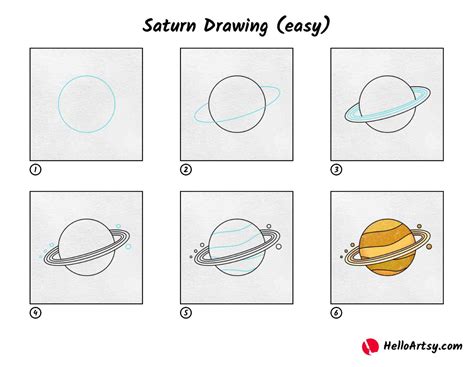 Saturn Drawing (easy) - HelloArtsy