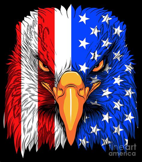 Patriotic Bald Eagle Head with USA Flag Digital Art by Mister Tee - Fine Art America