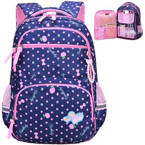 Water Resistant Girls Backpack for Primary Elementary School Large Kids Bookbag Laptop Bag ...