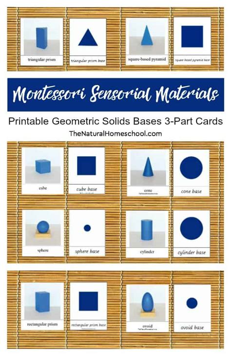 Montessori Sensorial Materials ~ Printable Geometric Solids Bases 3-Part Cards - The Natural ...