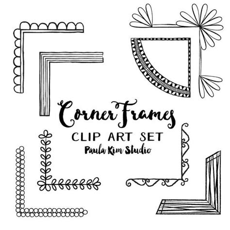 Corner Frames Clipart Set Digital Frame Instant Download