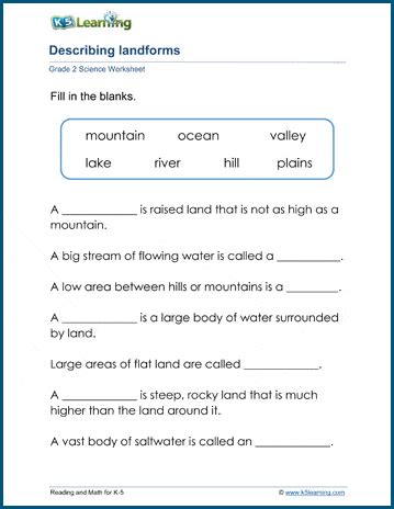 Describing the Earth's Surface Worksheets | K5 Learning