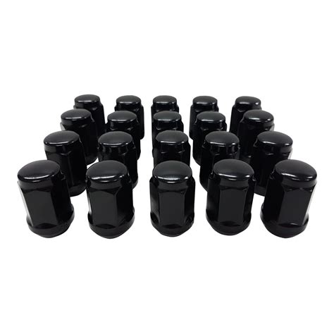 Buy 20 x 1/2" 35mm 21mm Hex Black Acorn Wheel Lug Nut Mag Steel Fit ...