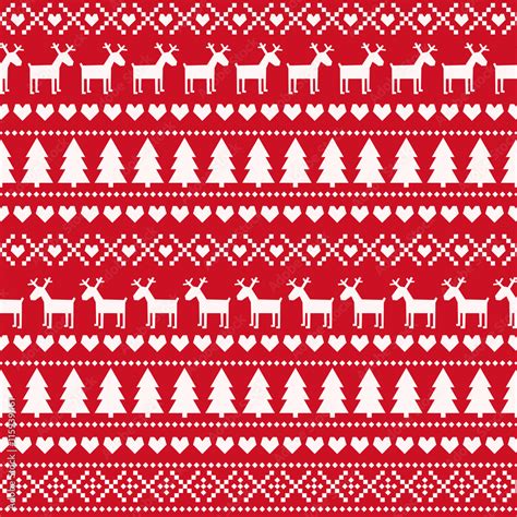 Christmas seamless pattern, card - Scandinavian sweater style. Cute Christmas background - Xmas ...