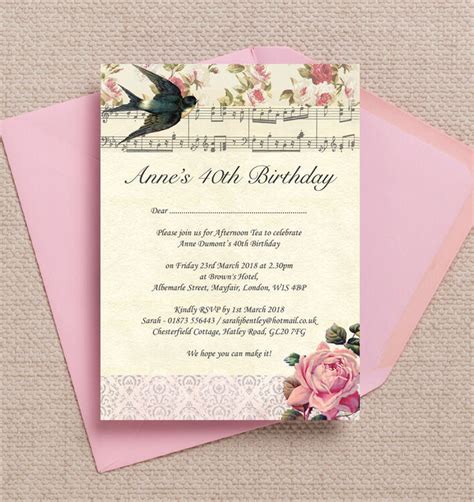 Vintage Scrapbook Style Birthday Party Invitation from £0.90 each