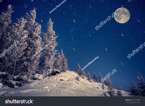 Full Moon Night Sky Winter Mountains Stock Photo 227731744 | Shutterstock