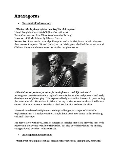 Anaxagoras Philosophy | PDF | Nous | Universe