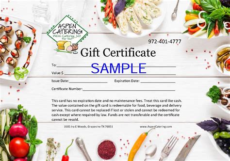 Aspen Catering Gift Certificate - Aspen Catering