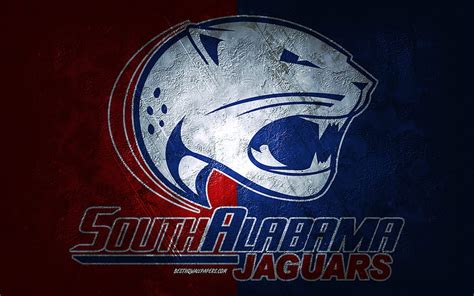 South Alabama Jaguars, glitter logo, NCAA, blue red checkered background, USA, HD wallpaper | Peakpx