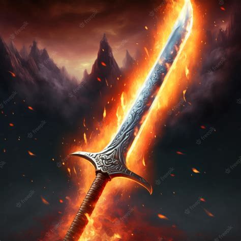 Premium Photo | Fantasy style sword on fire