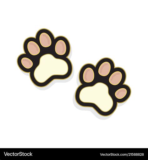 Cute pinky pair cat paws foot print sticker icon Vector Image