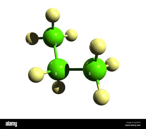 3D image of propane skeletal formula - molecular chemical structure of ...